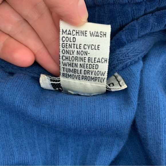 Vintage Ribbed Velour Blue 3/4 Zip Long Sleeve Shirt Sz S Mock Neck - Picture 12 of 17